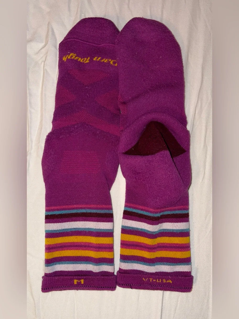Darn Tough Women’s Purple Striped Crew Socks Size M